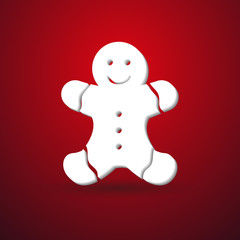 christmas gingerbread modern paper like symbol on red background eps10