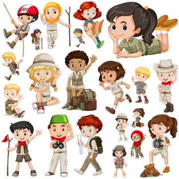 Boys and girls in safari outfit