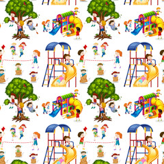 Seamless background with children in the playground