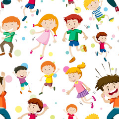 Fototapeta na wymiar Seamless background with happy children