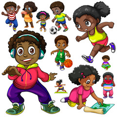 African American kids doing different things