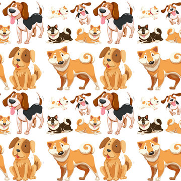 Seamless background with many dogs