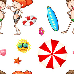 Obraz premium Seamless background with people in swimsuits