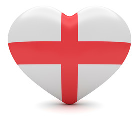 Love England: English Flag Heart, 3d illustration