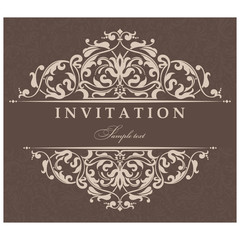 Wedding Invitation cards in an old-style beige and brown.