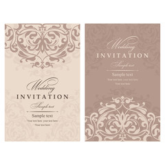 Wedding Invitation cards in an old-style beige and brown