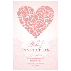 Wedding Invitation card with heart - 117198972
