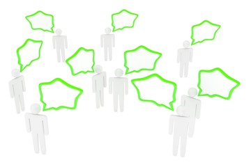 people with talk bubbles isolated over a white background. 3d rendering.