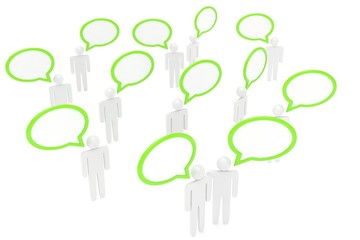people with talk bubbles isolated over a white background. 3d rendering.