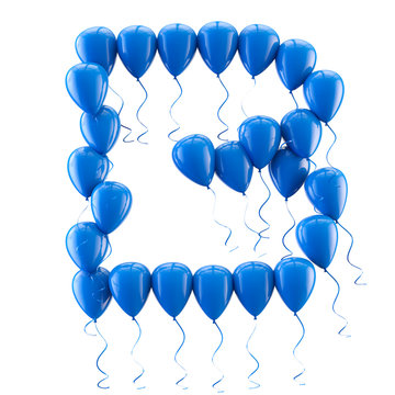 Imagen 3d,Alfabeto divertido con globos.Letras para fiestas y cumpleaños.Tipografia infantil aislada sobre blanco