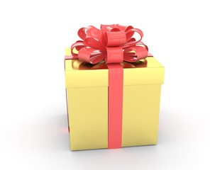 gift box with bows isolated on white. 3d rendering.