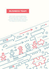 Business Team - line design brochure poster template A4