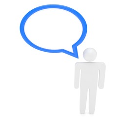 3d man with talk bubbles isolated over a white background. 3d rendering.