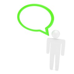 3d man with talk bubbles isolated over a white background. 3d rendering.