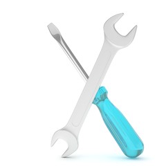 3D Illustration Wrench and screwdriver, service concept