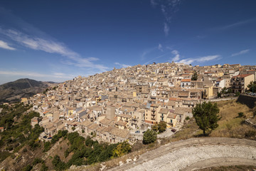Panoramic view of Prizzi, Italy.