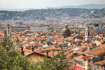 Skyline with cathedral in the city of Nice in France
