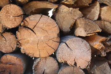 Naturally chaotic aged stacked wood or log
