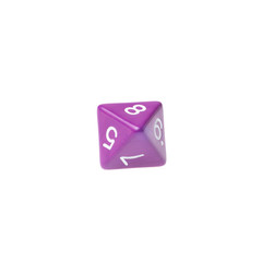 Purple eight sided dice for board games