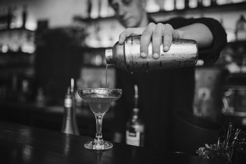 Barman at work in the pub