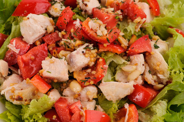 fresh salad with tomato and meat