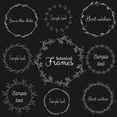 Vector set of herbal frames. Hand drawn design elements.