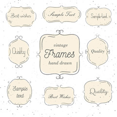 Set of vintage hand drawn pink frame. Vector illustration. Good for wedding invitations, gift cards, menu and logo.
