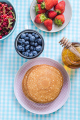 brunch idea, pancake with fruits