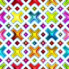 Seamless texture of abstract bright shiny colorful geometric shapes