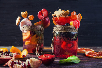 summer cold fruit drinks with candies