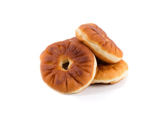 Traditional russian meat pies belyashi isolated on white background