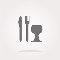 Eat sign icon. Cutlery symbol. Knife, fork and wineglass. Modern UI website button . Vector illustration