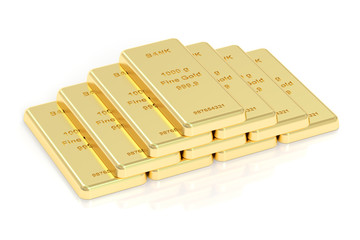 Gold bars, 3D rendering