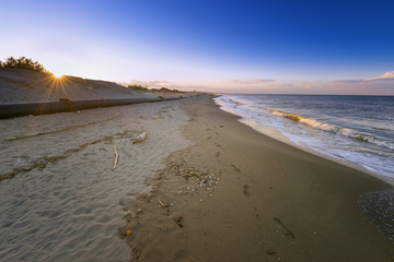abandoned beach at night