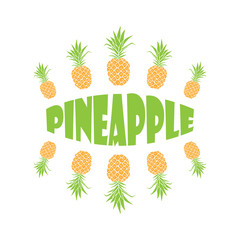 Vector hand drawn pineapple with typography.