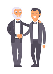 Bbusiness team partnership character vector illustration