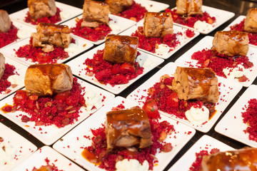 degustations sets of cous cous with meat rolls