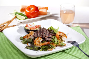 salad with meat and shrimp