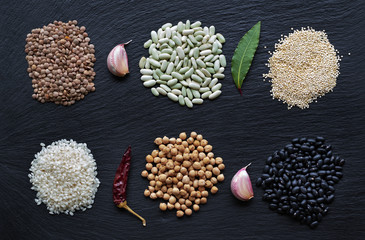 Obraz na płótnie Canvas Healthy diet. Vegetable selection of peas, beans and lentils.