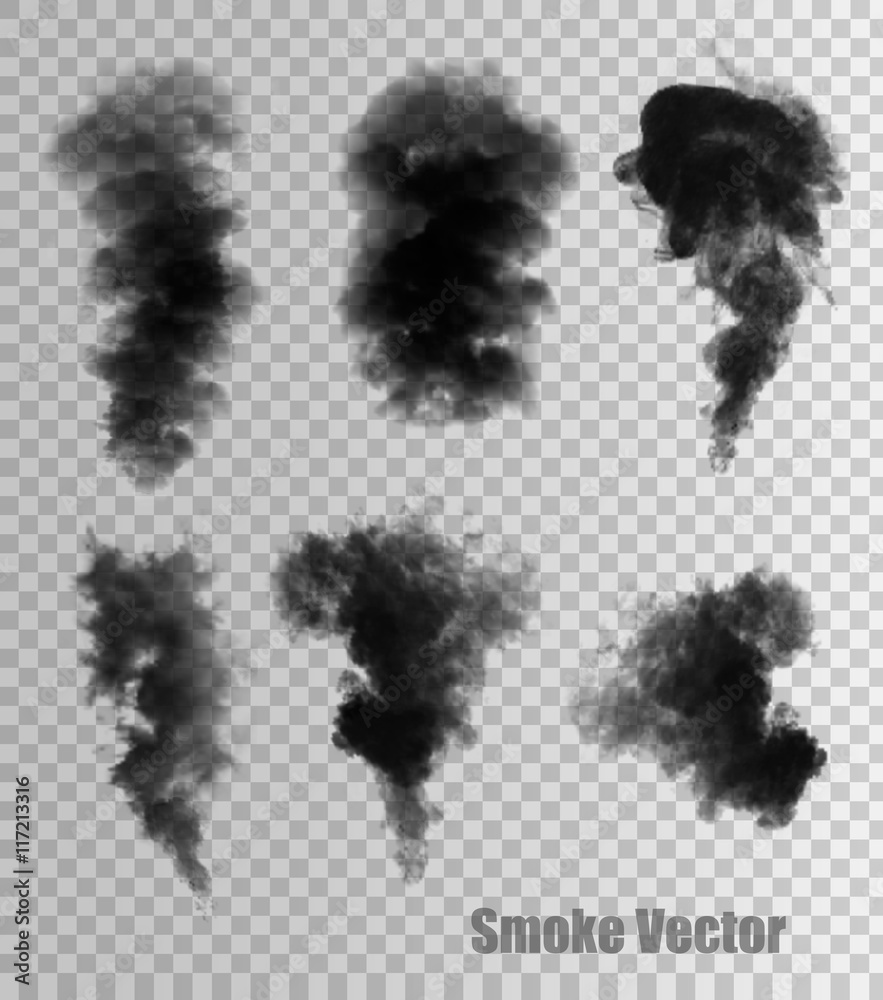 Poster Set of transparent clouds and smoke. Vector.