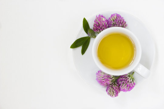 Herbal tea with flowers of clover