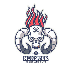 Logo skull with horns of animals.
