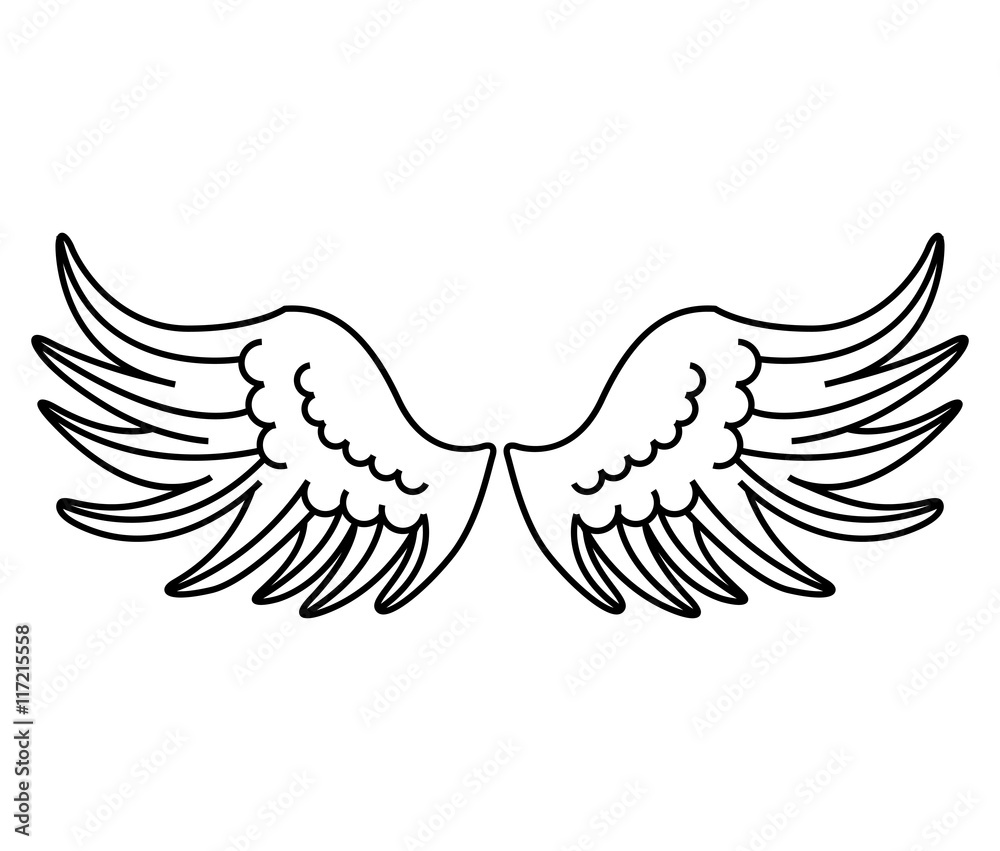 Wall mural wings angel drawn icon