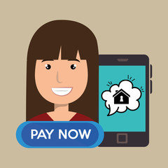 woman house smartphone speak