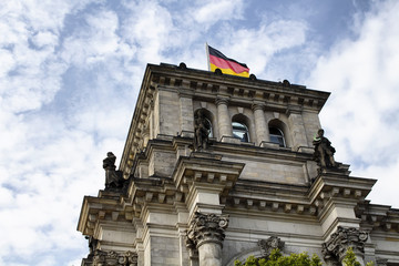 Bottom view of Reichstag building in Berlin
