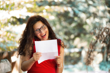 gorgeous middle-aged woman wearing nerdy eyeglasses