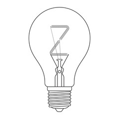 The letter Z, in the alphabet Incandescent light bulb set outline style black and white color isolated on white background