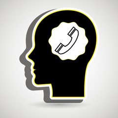 silhouette head telephone open