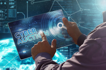 Internet. Business. Technology concept.Businessman presses a but