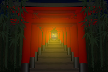 Fototapeta premium 和風ホラー背景 鳥居